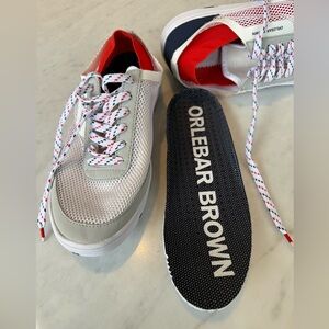 Orlebar Brown "Larson O.B s" white, grey w orange stripe "Shoe you can swim in"